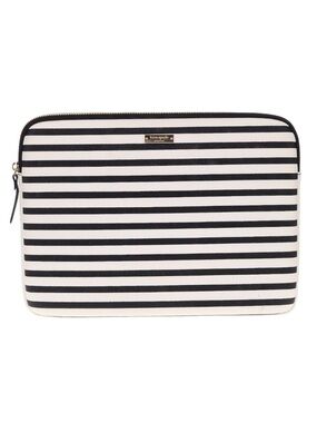 Kate Spade Black & White Striped Laptop Sleeve